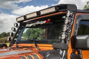 Jeep Wrangler JK Windshield Light Bar - Rugged Ridge - Elite Fast Track - `07-`18