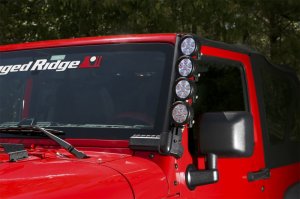 Jeep Wrangler JK Light Bar Mount - Rugged Ridge - Elite Fast Track - Black - `07-`18