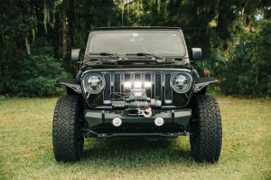Jeep Gladiator Mounting Brackets - Behind Grille - Rugged Ridge - LED Grille Mount Bracket - Black - `20-`21