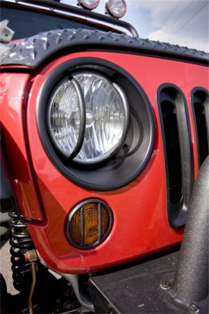 Jeep Wrangler JK Headlight Bezel Kit - Rugged Ridge - Black - `07-`18