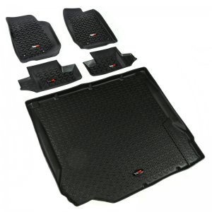 Jeep Wrangler JK Floor Liner Set - Front + Rear + Cargo - Rugged Ridge - All Terrain - Black - `07-`10