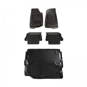 Jeep Wrangler JL Floor Liner Kit - Front + Rear + Full Cargo - Rugged Ridge - All Terrain - Black - `18-`21