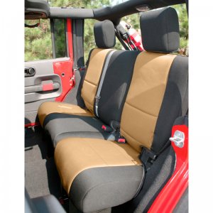 Jeep Wrangler JK Neoprene Seat Covers - Rear - Rugged Ridge - Black/Tan - `07-`18