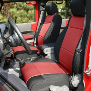 Jeep Wrangler JK Seat Cover Kit - Front/Rear - Rugged Ridge - Black/Red - `11-`18