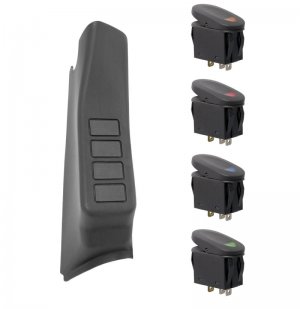 Jeep Wrangler JK Switch Pod Kit - A-Pillar - Rugged Ridge - RHD - Black - `11-`18