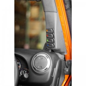 Jeep Wrangler JK Switch Pod Kit - A-Pillar - Rugged Ridge - RHD - Black - `11-`18