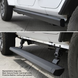 Jeep Gladiator Running Boards - Go Rhino - VoltStep Electric Running Board Kit - Bedliner Coating - `20-`24