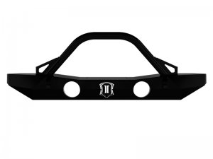 Jeep Wrangler JK Pro Series Mid Width Front Bumper w/Bar and Tabs - Front - ICON - Satin Black - `07-`18
