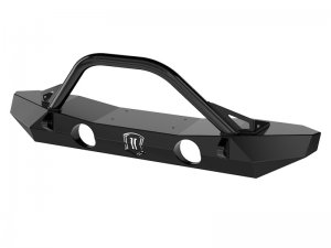 Jeep Wrangler JK Pro Series Mid Width Front Bumper w/Bar and Tabs - Front - ICON - Satin Black - `07-`18