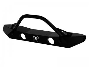 Jeep Wrangler JK Pro Series Mid Width Front Bumper w/Bar and Tabs - Front - ICON - Satin Black - `07-`18