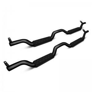 Jeep Wrangler JK Side Bar Drop Step Slimline - Rampage - Textured Black Powder Coat - Black - `07-`18