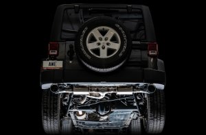 Jeep Wrangler JK Axle-Back Dual Exhaust - AWE Tuning - Tread Edition - Diamond Black - 3.6L - `07-`18