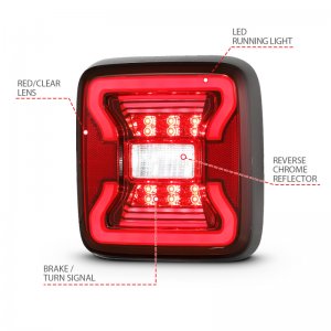 Jeep Wrangler JL LED Taillights - ANZO - Black - `18-`19