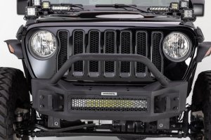 Jeep Gladiator Bumper - Front - Go Rhino - Rockline Front Stubby w/ Overrider - Textured Black - `07-`20
