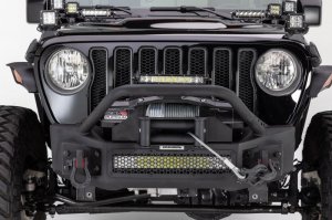 Jeep Gladiator Bumper - Front - Go Rhino - Rockline Front Stubby w/ Overrider - Textured Black - `07-`20