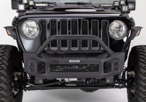 Jeep Gladiator Bumper - Front - Go Rhino - Rockline Front Stubby w/ Overrider - Textured Black - `07-`20