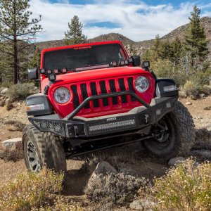 Jeep Gladiator Bumper - Front - Go Rhino - Rockline Full Width w/ Overrider - Textured Black - `07-`20