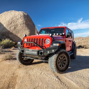 Jeep Gladiator Bumper - Front - Go Rhino - Rockline Full Width w/ Overrider - Textured Black - `07-`20