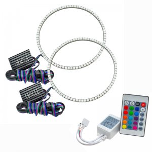 Jeep Wrangler JK LED Waterproof Halo Kit - Front - ORACLE Lighting - Simple Controller - ColorSHIFT - `07-`17