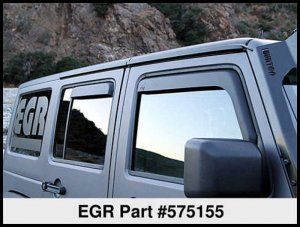 Jeep Wrangler JK In-Channel Window Visors - Set of 4 - Front + Rear - EGR - In-Channel - Matte Black - `07-`13