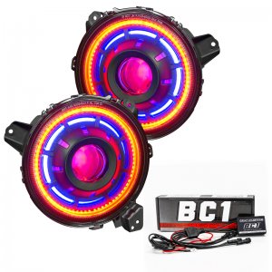 Jeep Gladiator Headlight Assemblies - ORACLE Lighting - Oculus Bi-LED Projector, ColorSHIFT, BC1 Controller