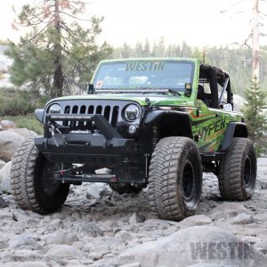 Jeep Wrangler JK WJ2 Stubby Front Bumper with LED Light Bar Mount - Front - Westin - Textured Black - `07-`18
