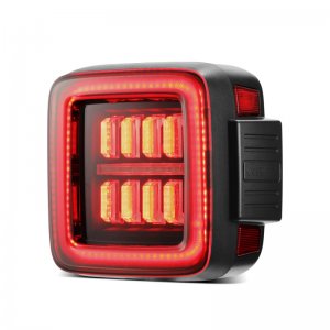 Jeep Wrangler JL Taillights - AlphaRex - NOVA Prismatic LED - Black-Red - `18-`24
