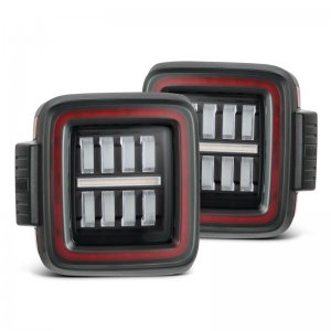 Jeep Wrangler JL Taillights - AlphaRex - NOVA Prismatic LED - Black-Red - `18-`24
