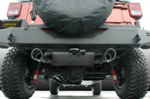 Jeep Wrangler JK Cat-Back Dual Split Exhaust - Rear - Gibson - Stainless - Black - 3.6L - `07-`17