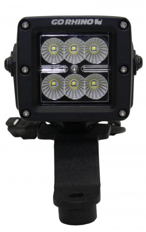 Jeep Gladiator Light Mounts - Windshield Cowl - Go Rhino - Single 3x3 LED Cube - Textured Black - `18-`20