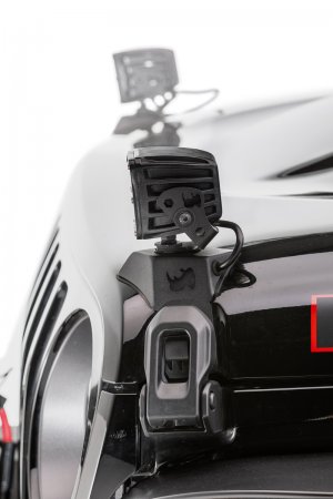Jeep Gladiator Light Mount - Hood Latch - Go Rhino - Single 3x3 LED Cube Light - Textured Black - `18-`20
