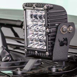 Jeep Gladiator Light Mount - Windshield Cowl - Go Rhino - 6in Q4 Series - Textured Black - `18-`20