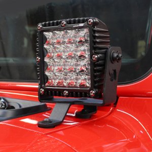 Jeep Gladiator Light Mount - Windshield Cowl - Go Rhino - 6in Q4 Series - Textured Black - `18-`20