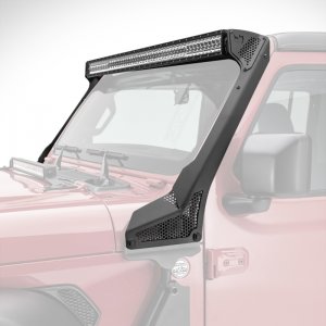 Jeep Gladiator Light Mount - Windshield - Go Rhino - XE Windshield Light Bar Mount - 50in Single Row - Textured Black - `18-`20