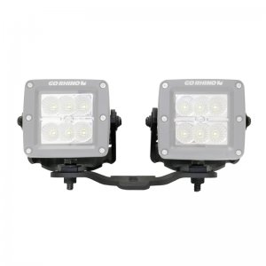 Jeep Gladiator Light Mounts - Hood Hinge - Go Rhino - Two 3in Cubes - Textured Black - `18-`20