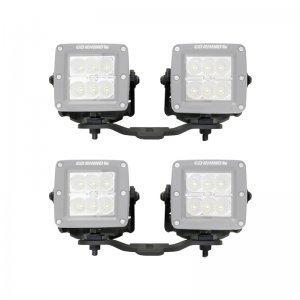 Jeep Gladiator Light Mounts - Hood Hinge - Go Rhino - Two 3in Cubes - Textured Black - `18-`20
