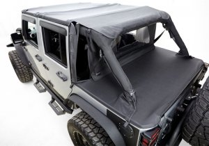 Jeep Wrangler JK Tonneau Cover - Rear - Rampage - Black Diamond - `07-`18