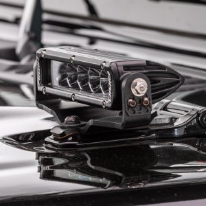 Jeep Gladiator Light Mounts - Hood Hinge - Go Rhino - Two 6in Single Row - Textured Black - `18-`20