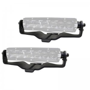 Jeep Gladiator Light Mounts - Hood Hinge - Go Rhino - Two 6in Single Row - Textured Black - `18-`20