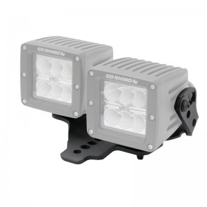 Jeep Gladiator Light Mounts - Hood Hinge - Go Rhino - Dual Cube Offset - Textured Black - `18-`20