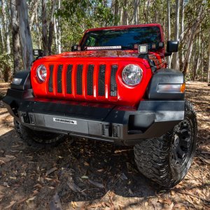 Jeep Gladiator Light Mounts - Center Hood - Go Rhino - 20in Single Row - Textured Black - `18-`20