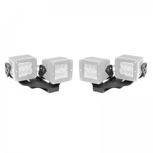 Jeep Gladiator Light Mounts - Center Hood - Go Rhino - Dual Cube Offset 3x3 - Textured Black - `18-`20