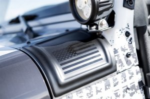 Jeep Wrangler JK Cowl Cover with American Flag - Rampage - Black - `07-`18