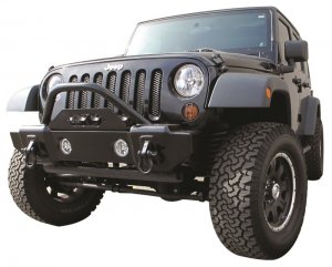 Jeep Gladiator Bumper - Front - Rampage - Recovery Bumper, Mass Articulation Stubby w/Stinger - Black - `20-`21