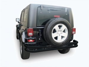 Jeep Wrangler JK Double Tube Rear Bumper - Rear - Rampage - Black - `07-`18