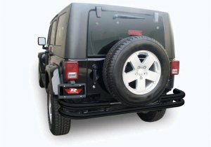 Jeep Wrangler JK Double Tube Rear Bumper - Rear - Rampage - Black - `07-`18