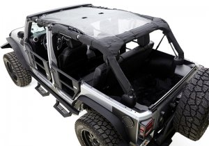 Jeep Wrangler JK California Brief Top - Front + Rear - Rampage - Extended Brief, Mesh - Black - `07-`18