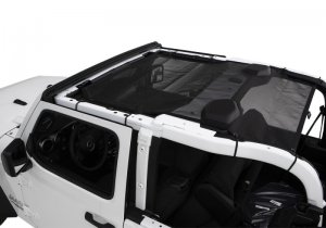 Jeep Wrangler JL Mesh Shade Top - Front And Rear - Rampage - Black - `18-`21