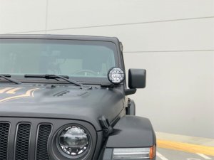 Jeep Gladiator Light Mounts - A-Pillar - KC HiLiTES - Apollo Pro Halogen 6in Spot - Black - `20-`23