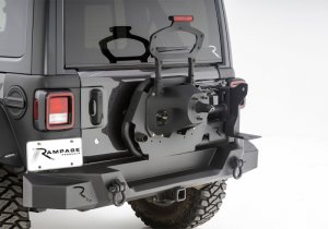 Jeep Wrangler JL Tire Carrier - Rear - Rampage - Modular - Black - `18-`21